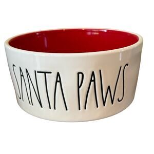 Rae Dunn "Santa Paws" Ceramic Dog Bowl